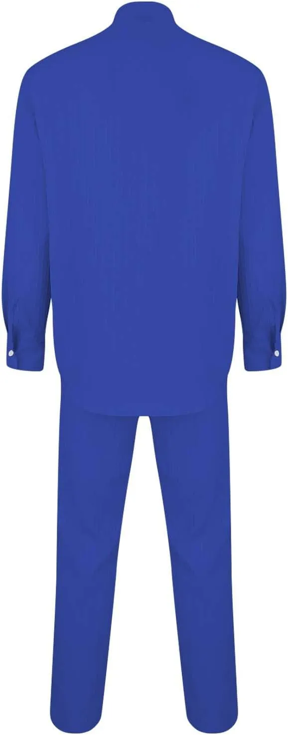 Men Casual Outfits Long Sleeve Button Shirt & Pull On Tapered Trousers Set Spring and Summer Lightweight Solid Versatile Suit
