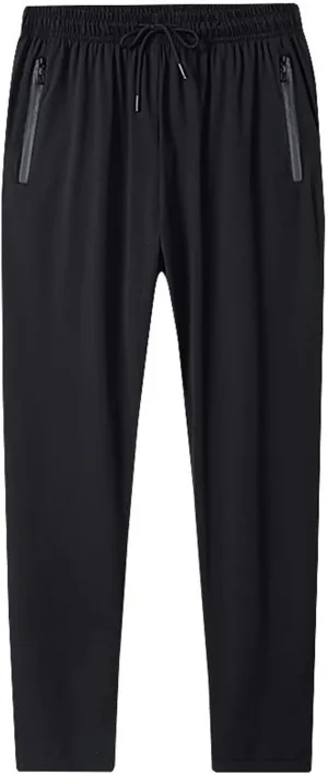 Men Casual Pants Solid Stretch Pocket Loose Fit Smooth Drawstring Quick-Dry Outdoor Comfortable Workout Running Trousers