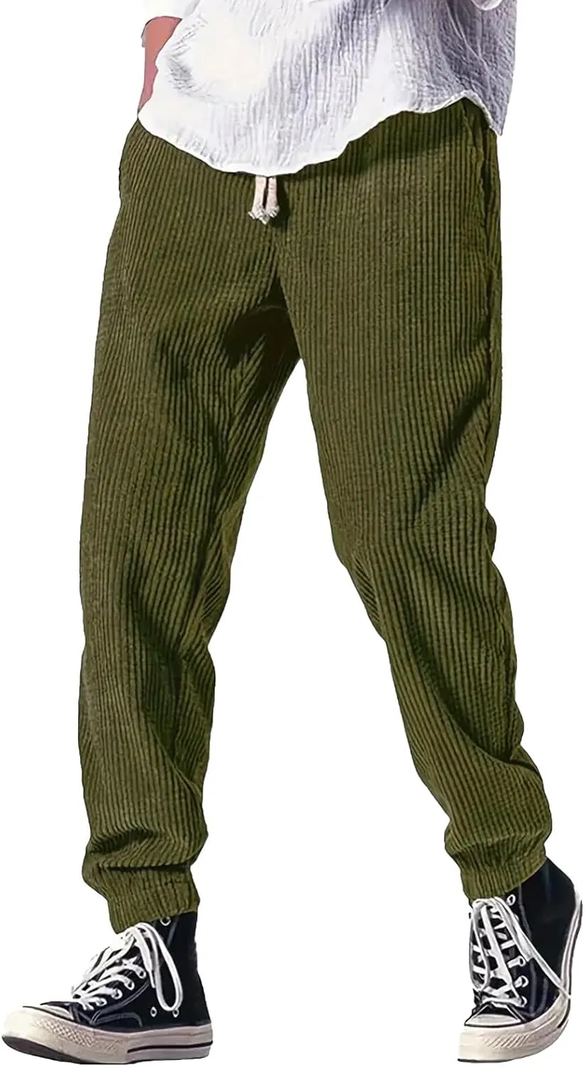 Men Lightweight Jogging Pant with Pockets Track Work Joggers Loose Sport Casual Sweatpant Elastic Waist Pants