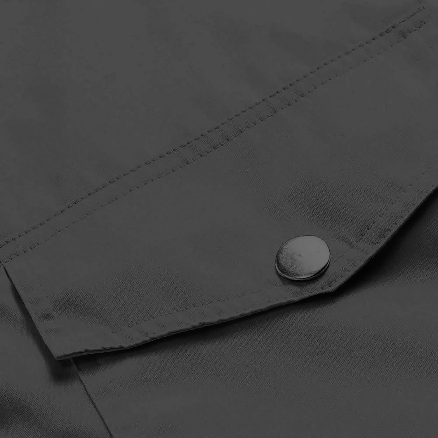 Men Waterproof Jacket Zip Up Hoodie Plus Size Long Sleeve Solid Button Windproof Outdoor Coat with Pocket