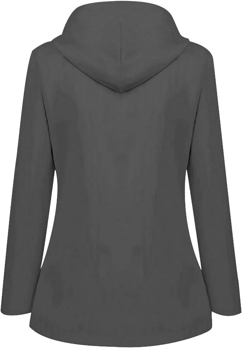 Men Waterproof Jacket Zip Up Hoodie Plus Size Long Sleeve Solid Button Windproof Outdoor Coat with Pocket