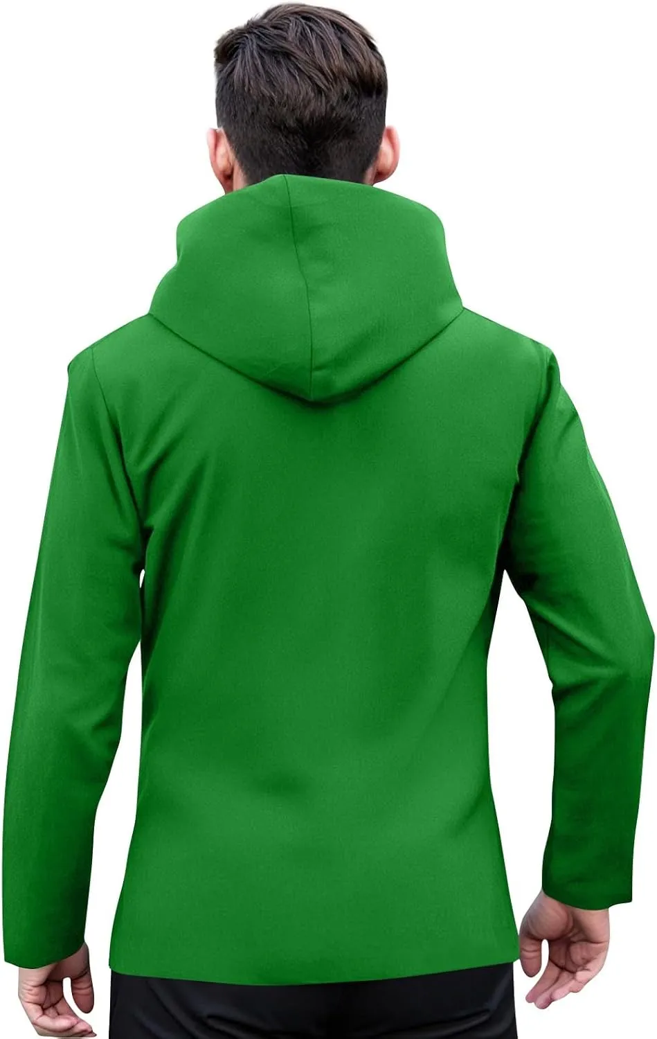 Men Waterproof Jacket Zip Up Hoodie Plus Size Long Sleeve Solid Button Windproof Outdoor Coat with Pocket