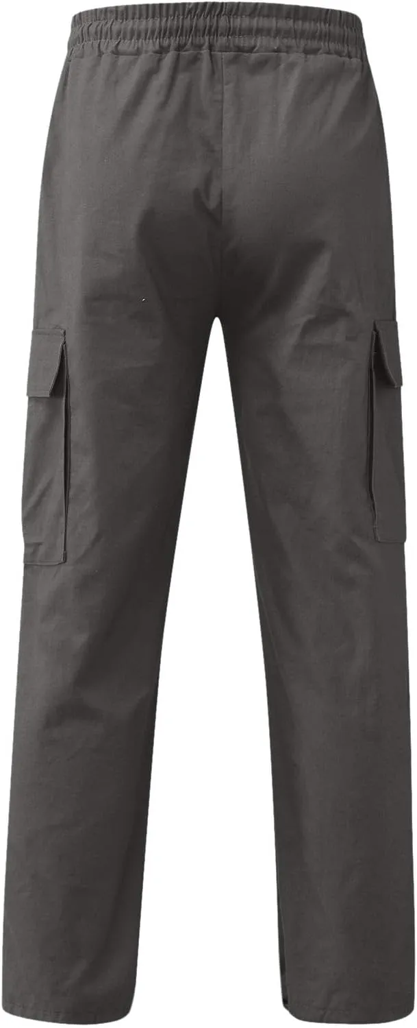 Mens Cargo Combat Work Pant Gym Running Jogger Soft Sweatpant Loose Cuffed Hem Pant Track Lounge
