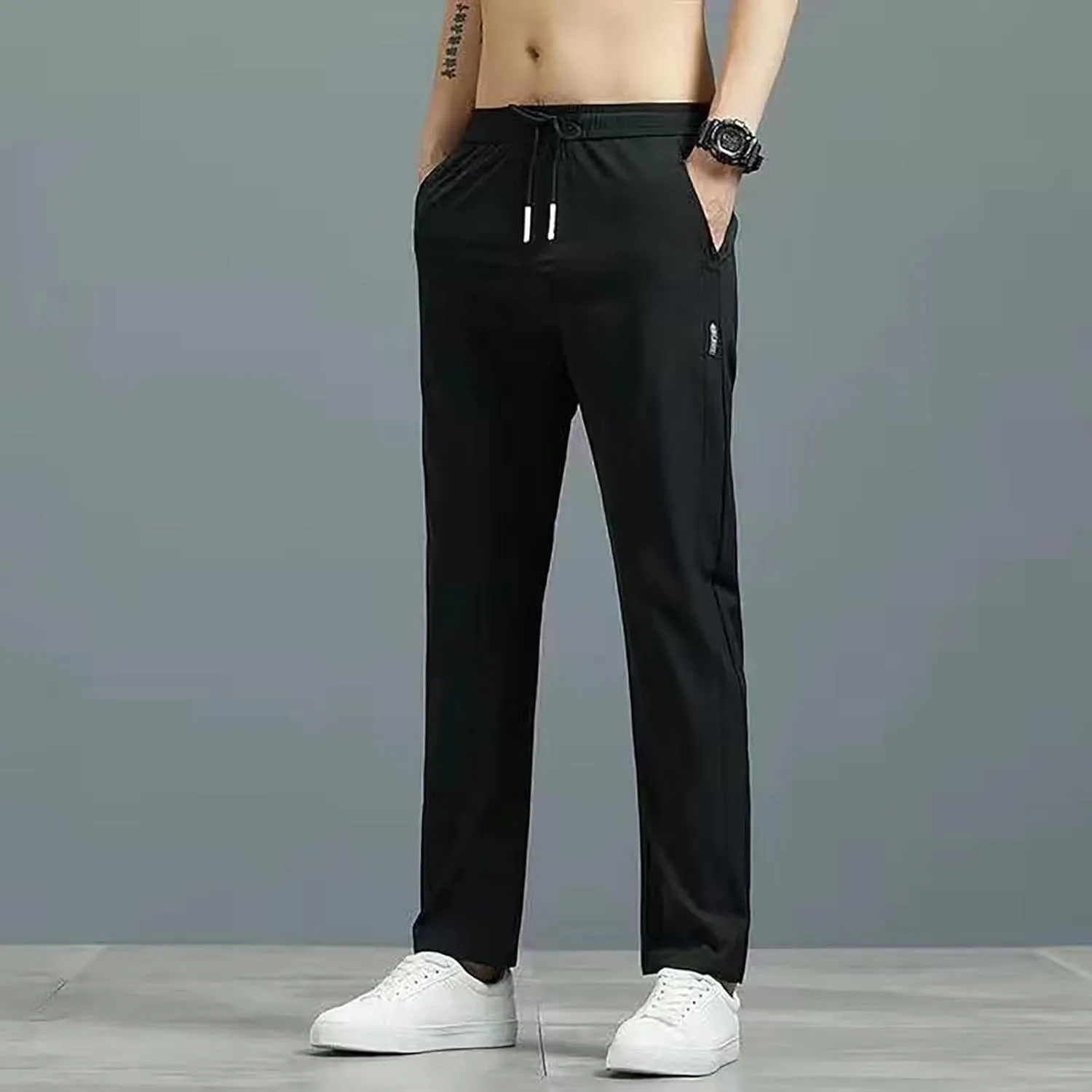 Men's Cargo Pants Casual Linen Stretchy Elasticated Pant Sweatpant Joggers Loose Running Sports Sweat