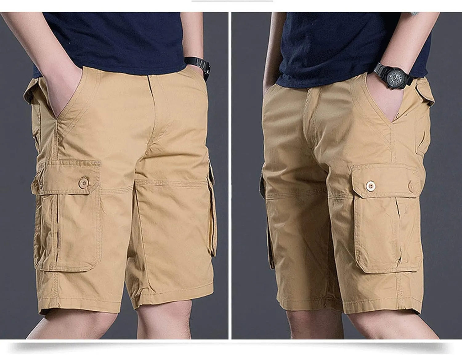 Mens Cargo Shorts Casual Relaxed Fit Summer Cotton Work Shorts Classic Outdoor Travel Hiking Golf Trouser with Pocket
