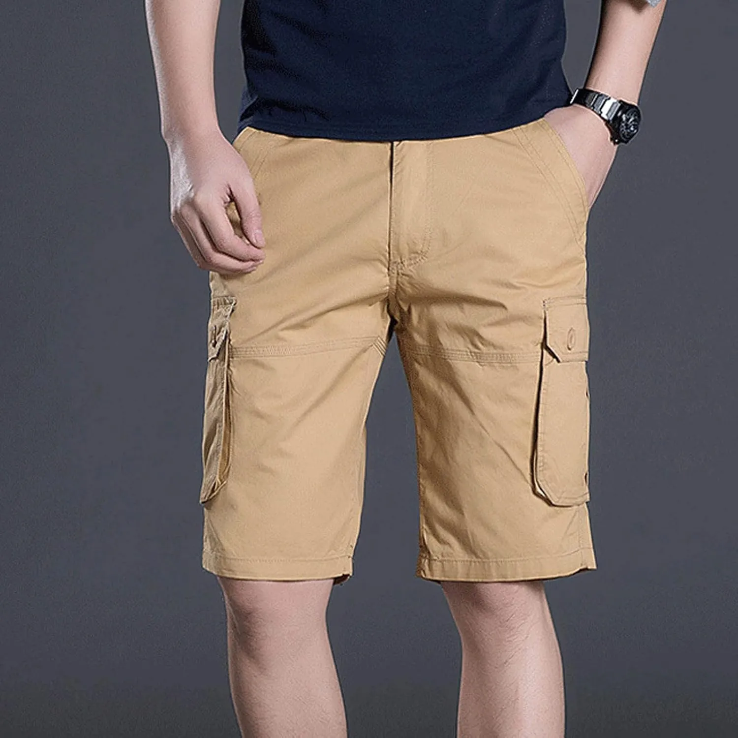 Mens Cargo Shorts Casual Relaxed Fit Summer Cotton Work Shorts Classic Outdoor Travel Hiking Golf Trouser with Pocket