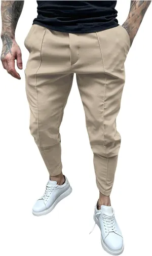 Men's Casual Cargo Chino Trousers Sport Jogging Slim Fit Trousers Linen Pants Men's Straight Tapered Fit Cargo Pants