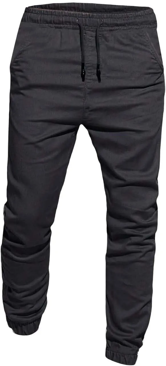 Mens Casual Chino Pants Elastic Waist Solid Color Classic Slim Fit Stretch Work Pants Fashion Sport Business Office Trousers
