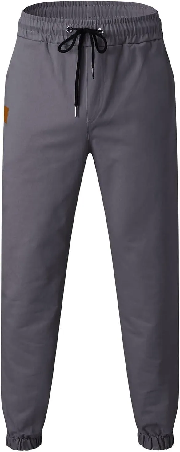 Mens Casual Joggers Pants Cotton Drawstring Cargo Pants Hiking Outdoor Twill Track Jogging Sweatpants for Men