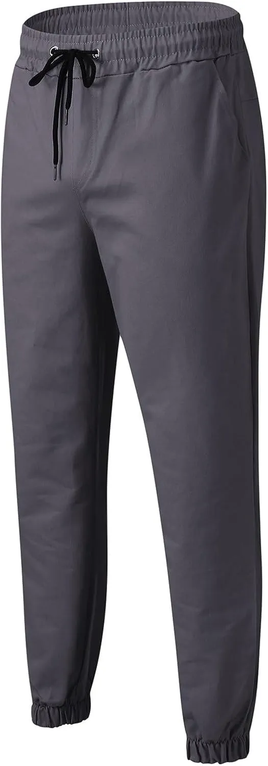 Mens Casual Joggers Pants Cotton Drawstring Cargo Pants Hiking Outdoor Twill Track Jogging Sweatpants for Men