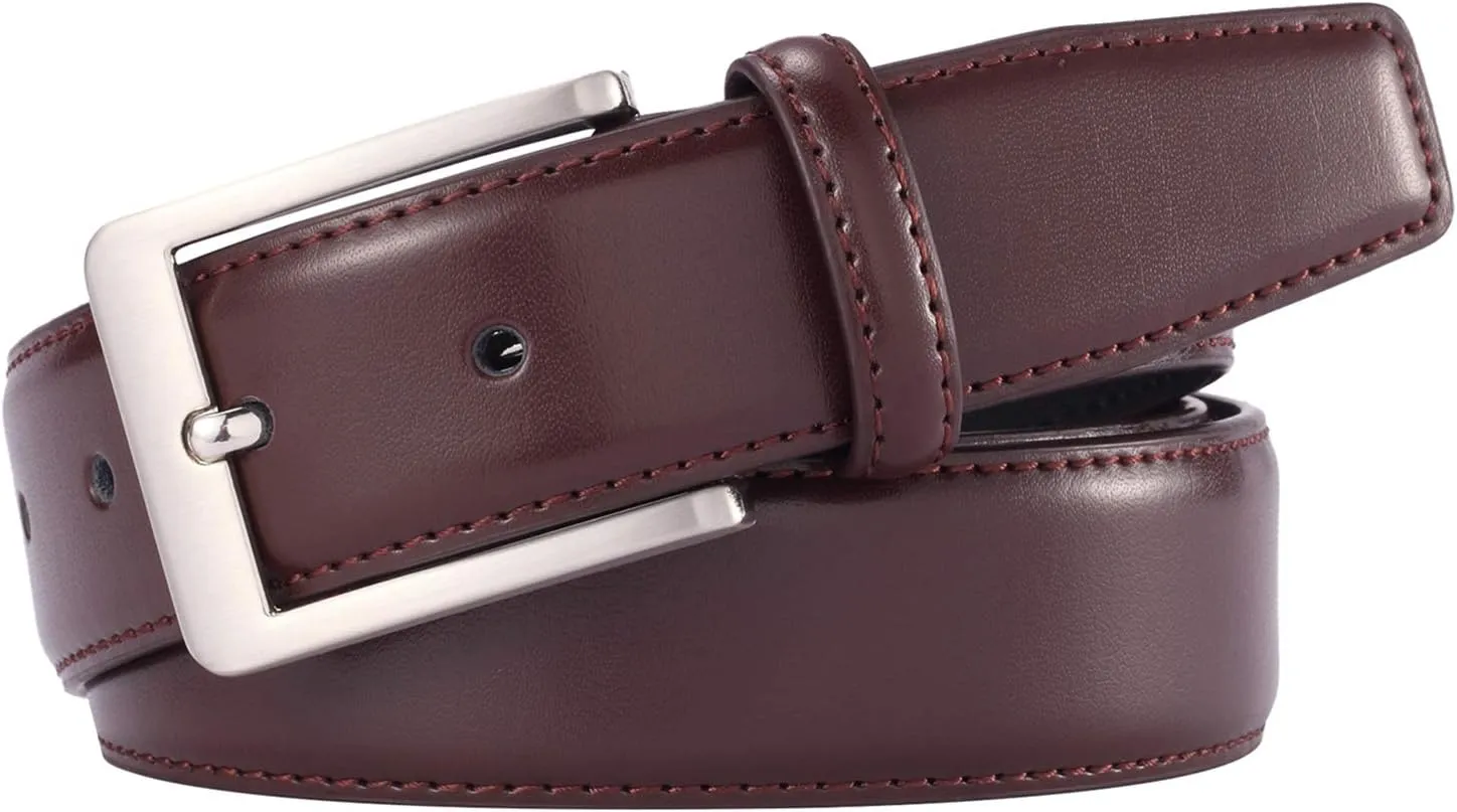 Men's Casual Leather Jeans Belts Classic Work Business Dress Belt with Prong Buckle for Men