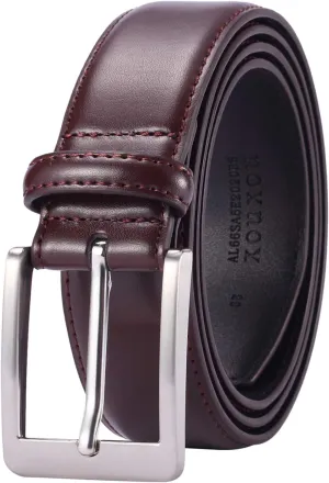 Men's Casual Leather Jeans Belts Classic Work Business Dress Belt with Prong Buckle for Men