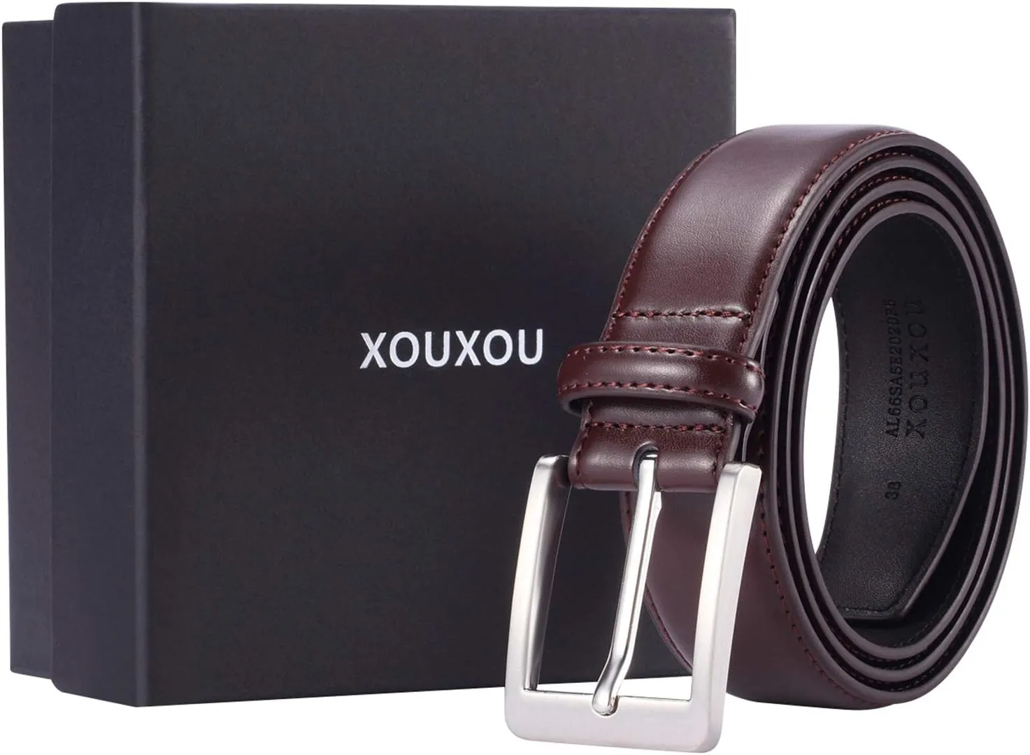 Men's Casual Leather Jeans Belts Classic Work Business Dress Belt with Prong Buckle for Men