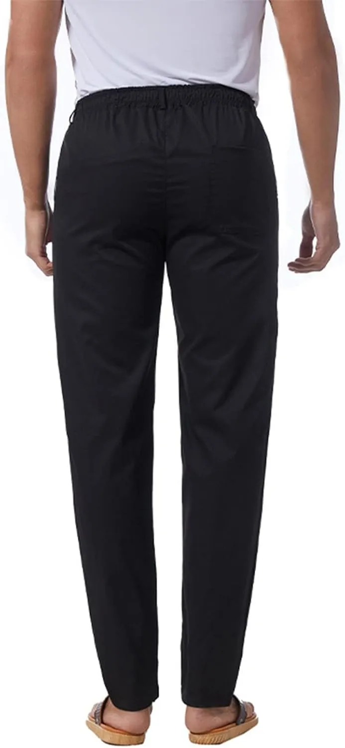 Men's Casual Pants Cotton Twill Linen Relaxed Fit Options with Elastic Waist Drawstring Pockets for Everyday Wear
