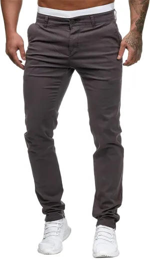 Mens Chinos Slim Fit Pants Flat Front Skinny Straight Leg Dress Pants Stretch Lightweight Comfy Casual Trousers with Pockets