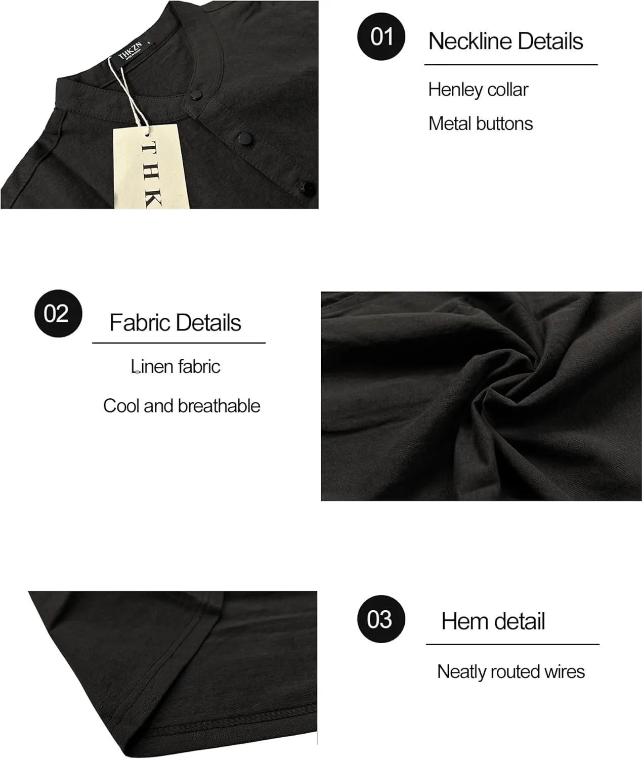Mens Cotton Linen Shirts Short Sleeve Henley T-Shirt Summer Casual Lightweight Hippie Beach Tops