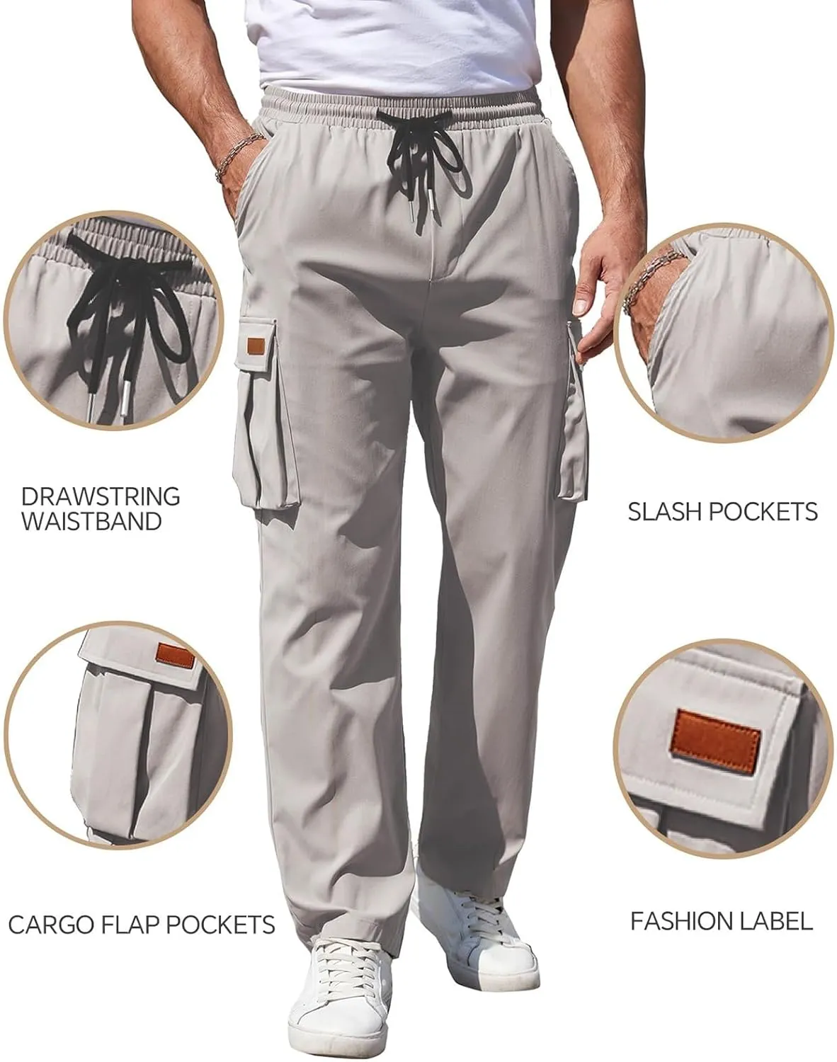 Mens Fashion Joggers Sweatpants Sports Pocket Trousers Beam Drawstring Men's Active Athletic Casual Tricot Sweatpants