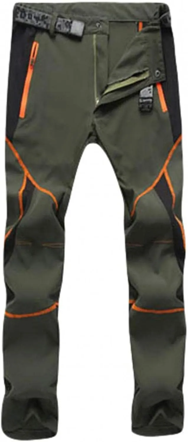 Mens Hiking Pants Waterproof Slim Fit Quick Dry Lightweight Athletic Fit Pants Outdoor Windbreaker Trousers Belts