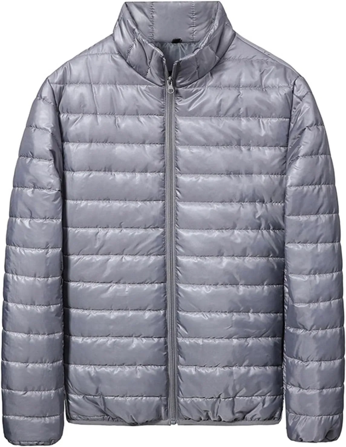 Mens Lightweight Down Jacket Shiny Packable Puffer Jacket Warm Insulated Padded Bubble Winter Coats Outwear No Hood
