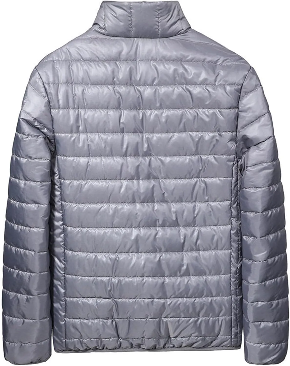 Mens Lightweight Down Jacket Shiny Packable Puffer Jacket Warm Insulated Padded Bubble Winter Coats Outwear No Hood