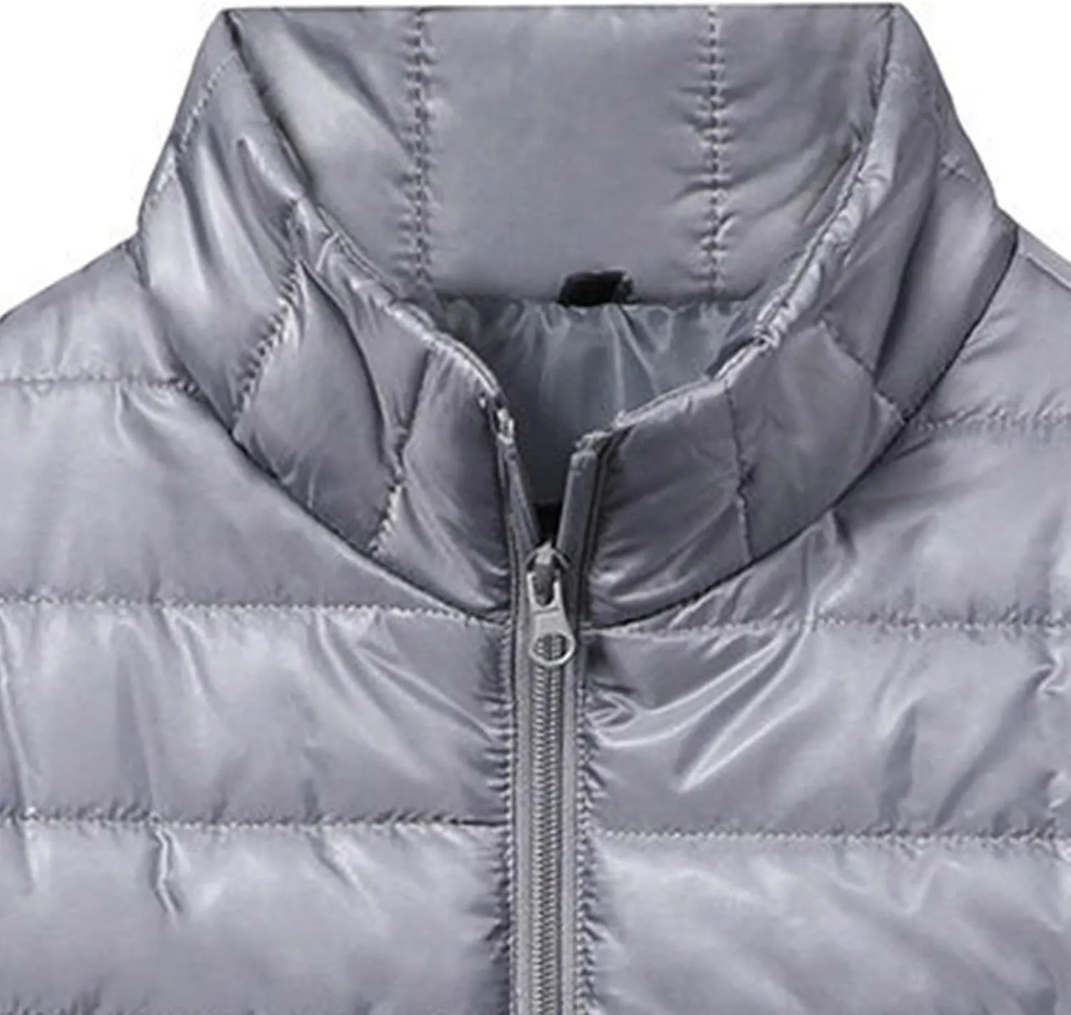 Mens Lightweight Down Jacket Shiny Packable Puffer Jacket Warm Insulated Padded Bubble Winter Coats Outwear No Hood