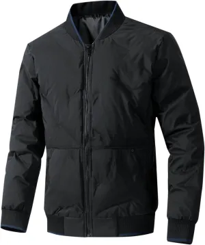 Men's Lightweight Soft Shell Jacket Winter Warm Casual Varsity Bomber Jacket Coat Trendy Long Sleeve Down Jackets