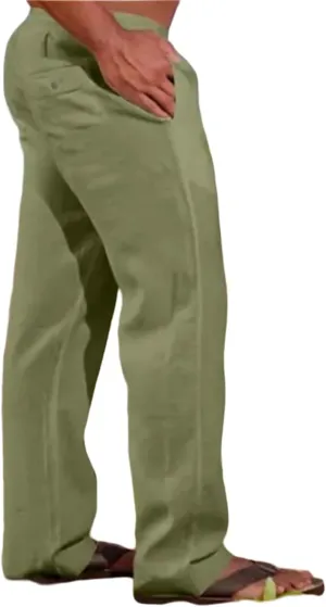 Men's Linen Pants Elastic Waist Drawstring Loose Fit for Beach Yoga Casual Plus Size Comfort Everyday Wear