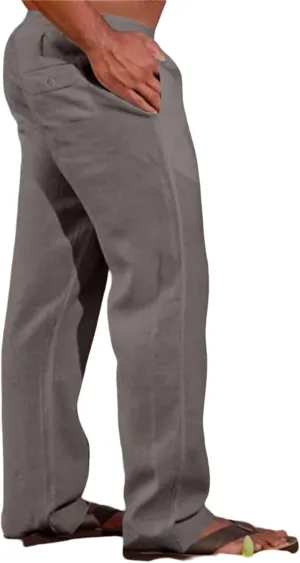 Men's Linen Pants Elastic Waist Drawstring Loose Fit for Beach Yoga Casual Plus Size Comfort Everyday Wear