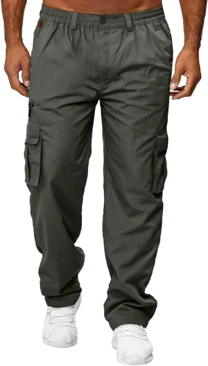 Mens Loose Cargo Pants Sports Hat Multi Woven Pocket Foot Rope Solid Pants Street Cargo Baggy Camo Tactical Trousers