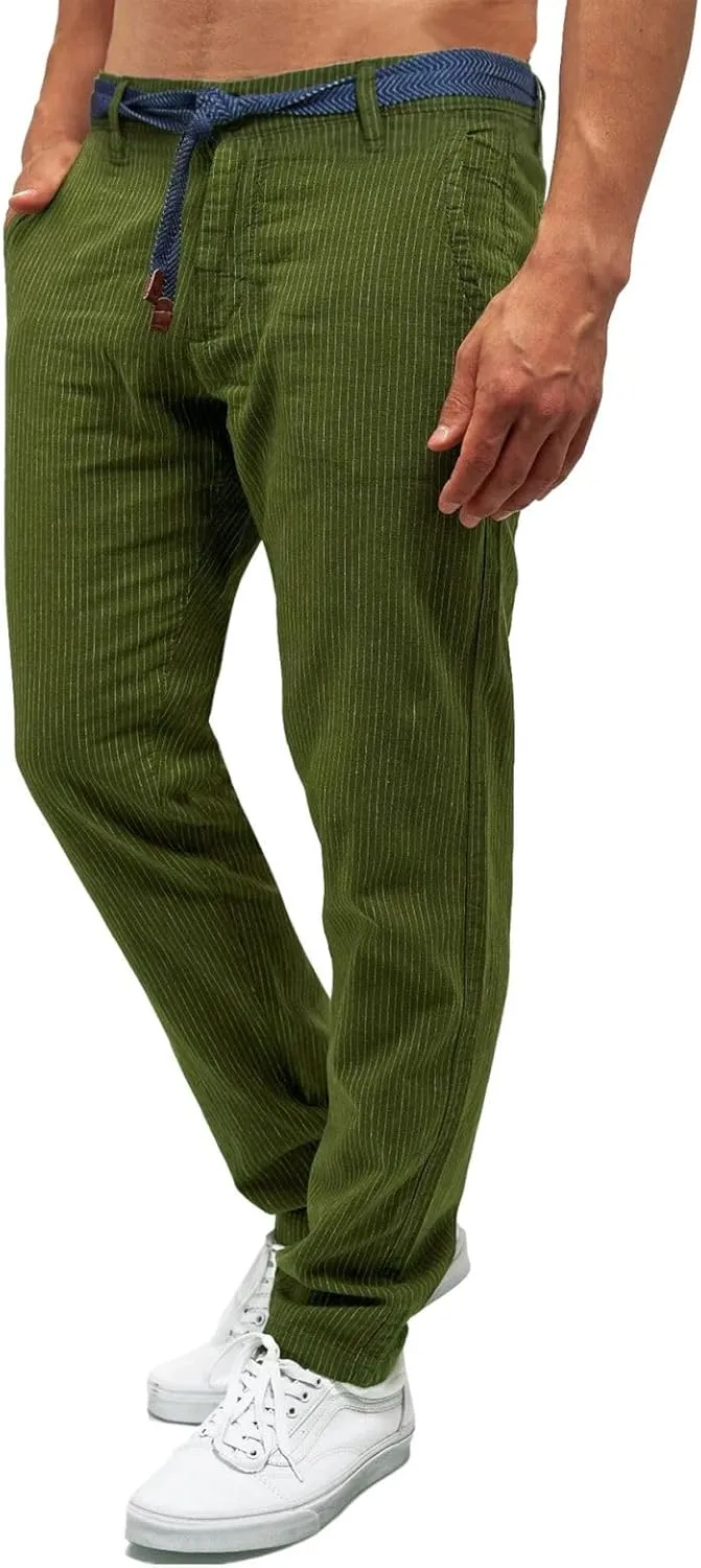 Mens Pinstripe Casual Pants Stretch Slim Fit Dress Trousers Skinny Plus Size Fashion Trend Suit Pants