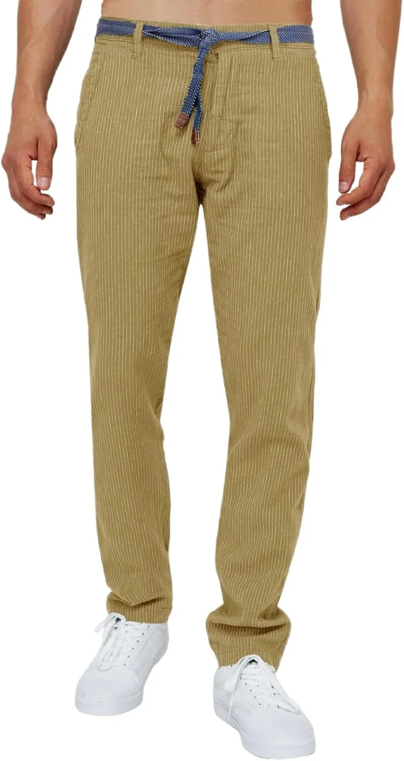 Mens Pinstripe Casual Pants Stretch Slim Fit Dress Trousers Skinny Plus Size Fashion Trend Suit Pants