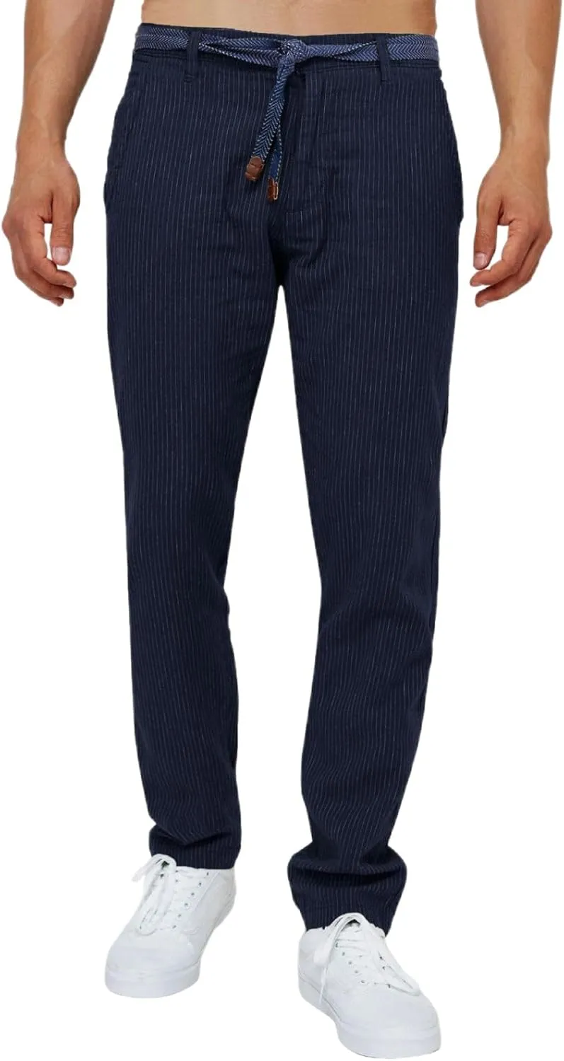 Mens Pinstripe Casual Pants Stretch Slim Fit Dress Trousers Skinny Plus Size Fashion Trend Suit Pants