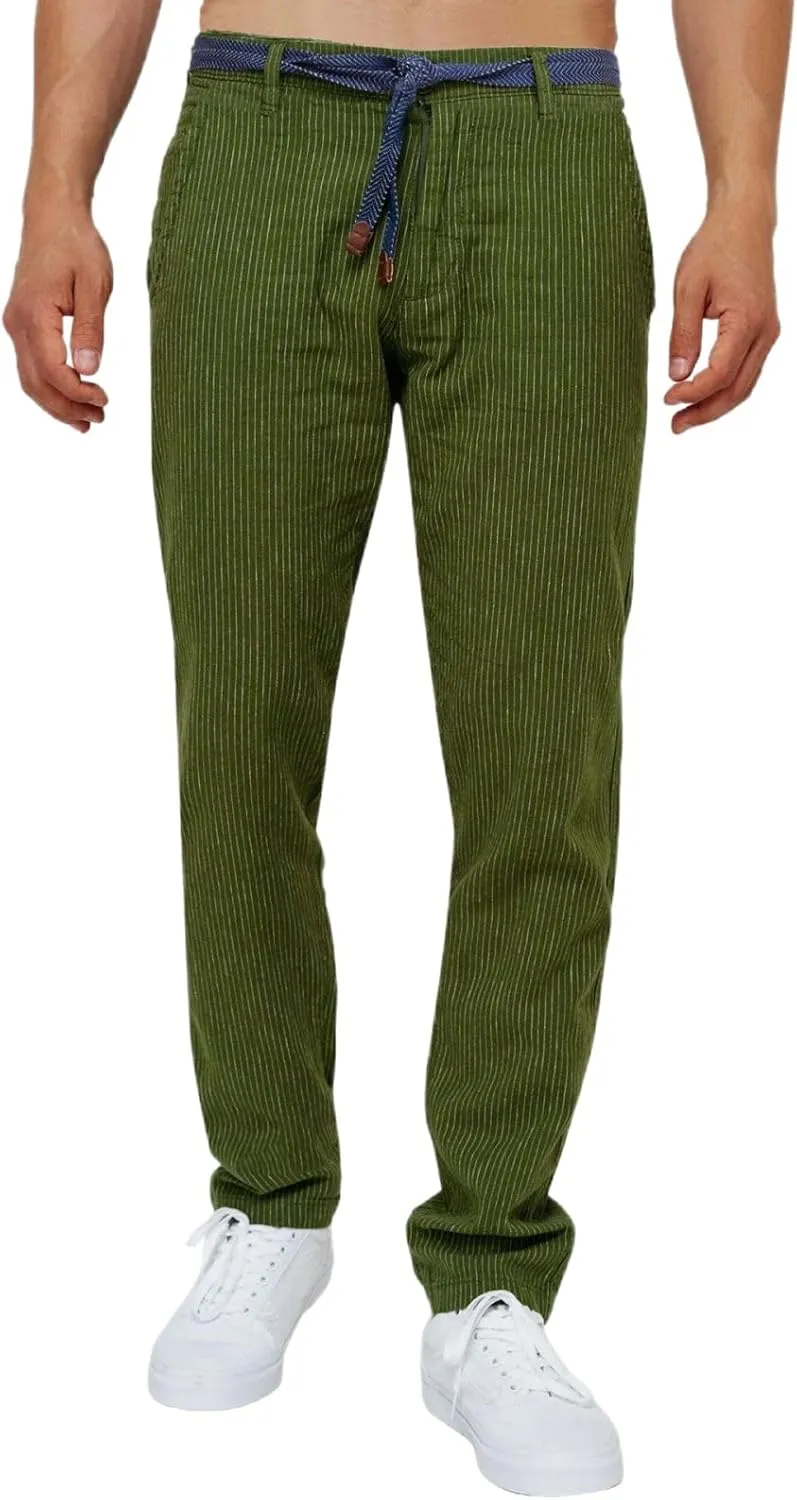 Mens Pinstripe Casual Pants Stretch Slim Fit Dress Trousers Skinny Plus Size Fashion Trend Suit Pants