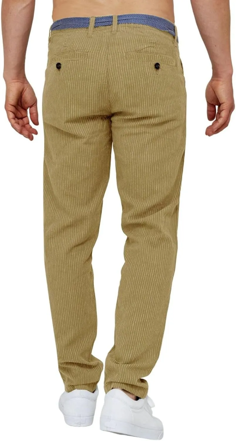 Mens Pinstripe Casual Pants Stretch Slim Fit Dress Trousers Skinny Plus Size Fashion Trend Suit Pants