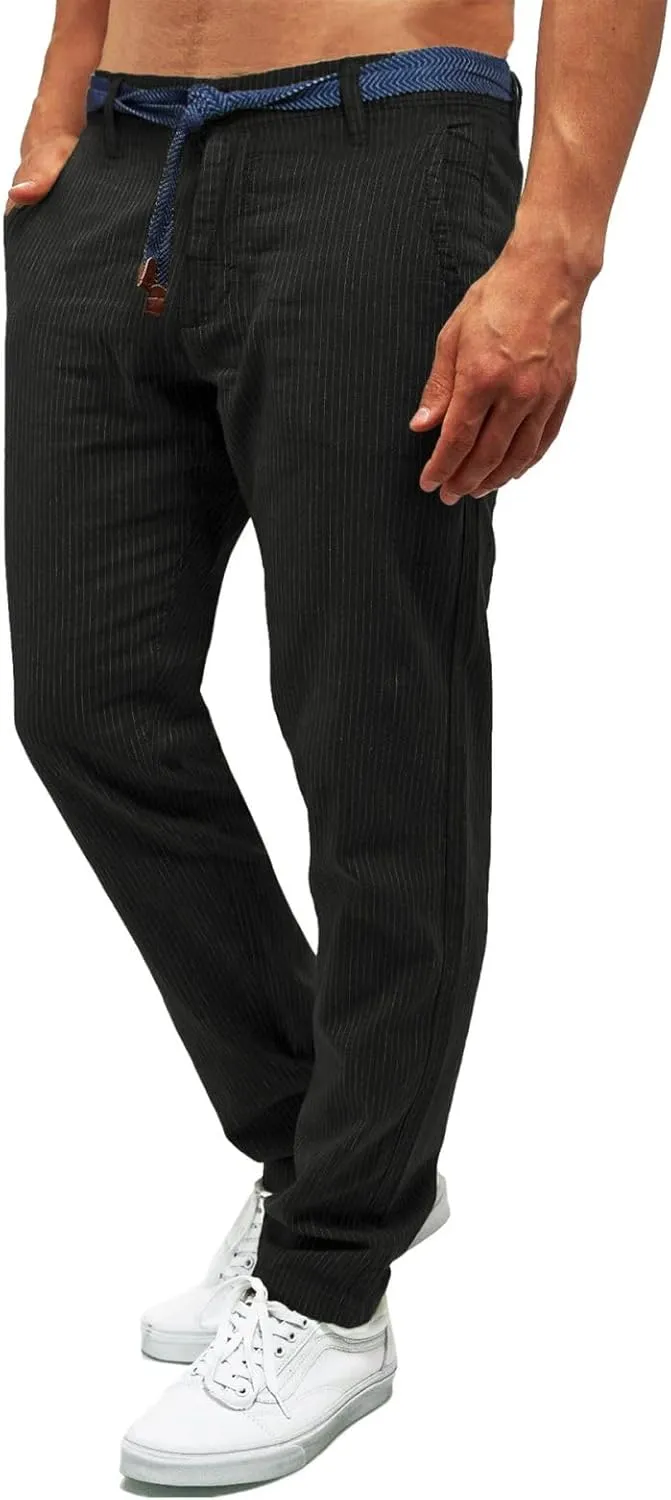 Mens Pinstripe Casual Pants Stretch Slim Fit Dress Trousers Skinny Plus Size Fashion Trend Suit Pants