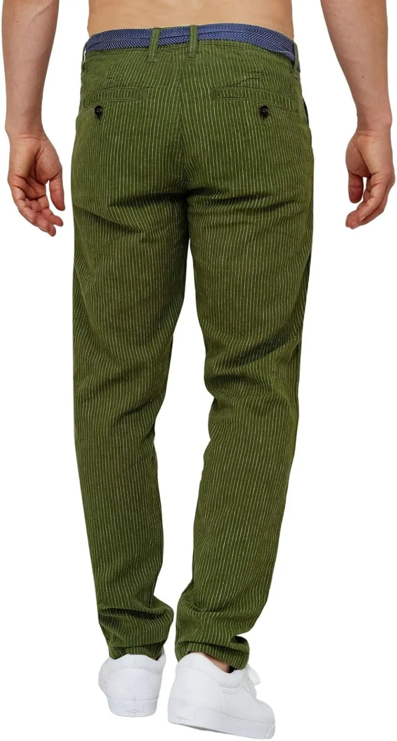 Mens Pinstripe Casual Pants Stretch Slim Fit Dress Trousers Skinny Plus Size Fashion Trend Suit Pants