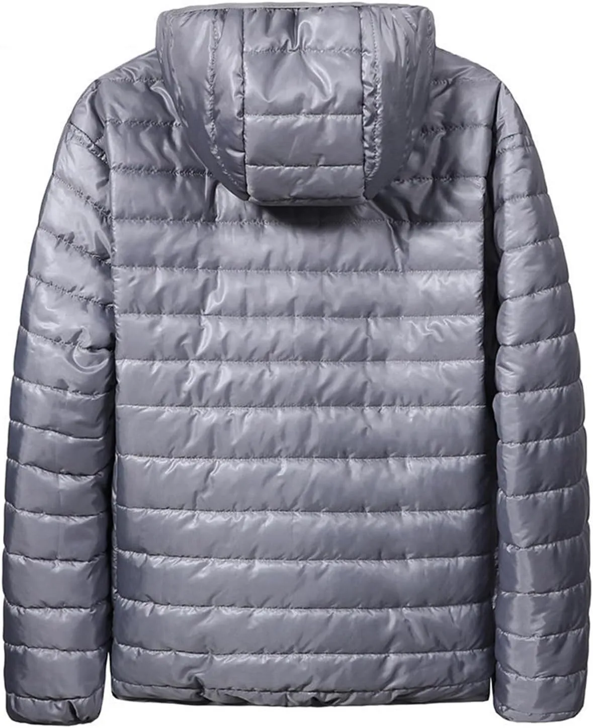Men's Puffer Jacket Lightweight Packable Down Coat Zip up Quilted Hooded Jacket Warm Padded Jackets Thermal Winter Coat