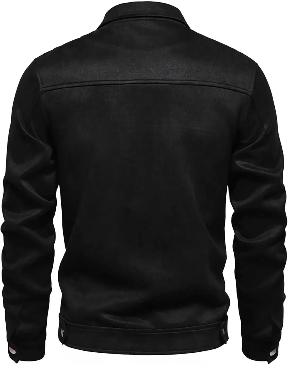 Men's Suede Jacket Spring Fall Full Zip Up Jackets Vintage Faux Leather Coat Outwear with Zipper Pockets for Business
