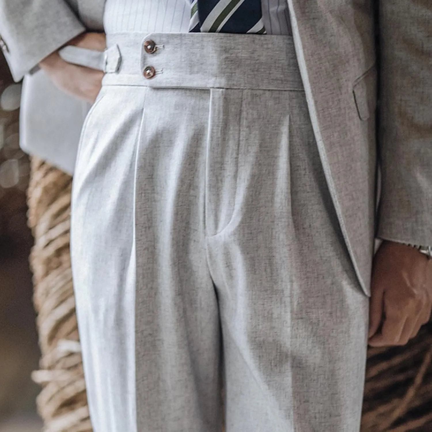 Men's Suit Pants Slim Fit Pleated Front Pant Vintage Dress Suit Pants Casual Smart Trousers Solid Business Office Pants
