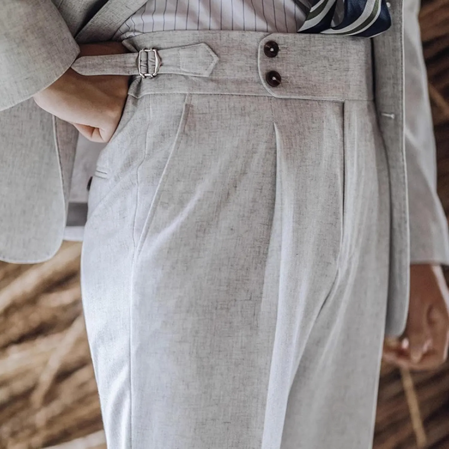 Men's Suit Pants Slim Fit Pleated Front Pant Vintage Dress Suit Pants Casual Smart Trousers Solid Business Office Pants