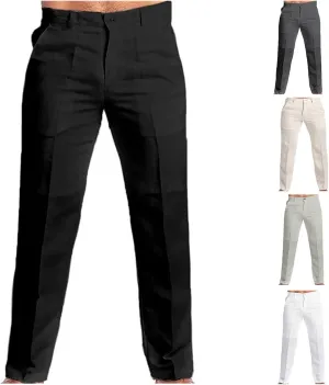 Men's Summer Linen Pants Classic Regular Fit Modern Relaxed Lightweight Dress Casual Pants for Everyday Wear