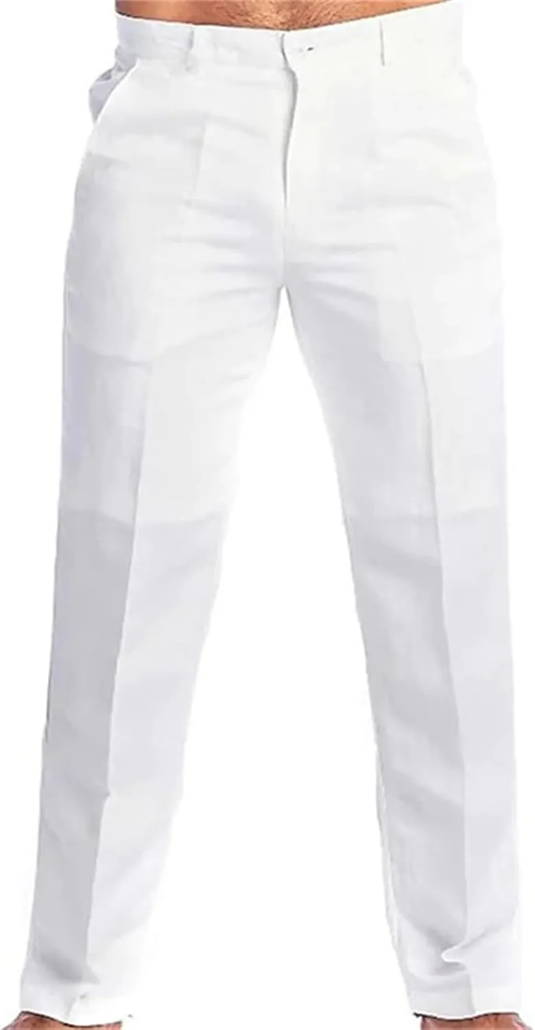 Men's Summer Linen Pants Classic Regular Fit Modern Relaxed Lightweight Dress Casual Pants for Everyday Wear