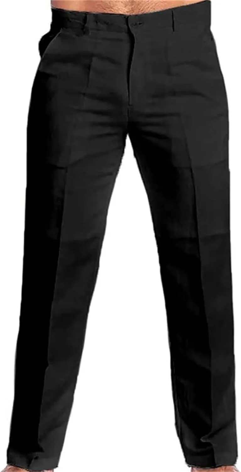 Men's Summer Linen Pants Classic Regular Fit Modern Relaxed Lightweight Dress Casual Pants for Everyday Wear