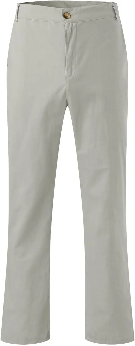 Men's Summer Linen Pants Classic Regular Fit Modern Relaxed Lightweight Dress Casual Pants for Everyday Wear