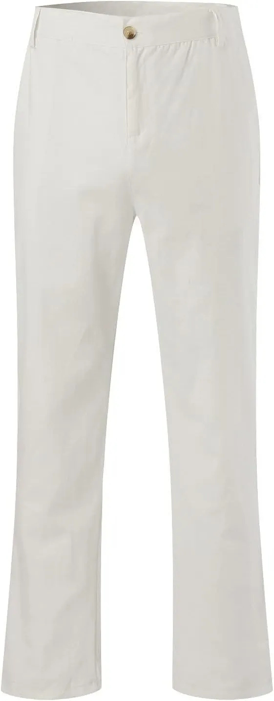 Men's Summer Linen Pants Classic Regular Fit Modern Relaxed Lightweight Dress Casual Pants for Everyday Wear