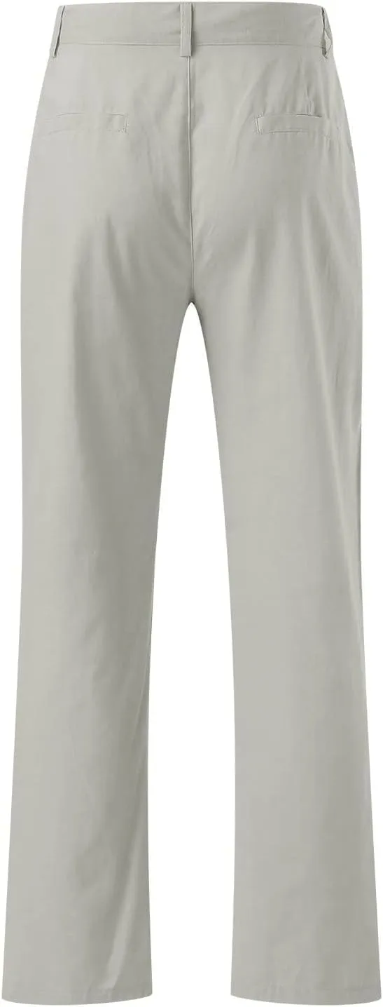 Men's Summer Linen Pants Classic Regular Fit Modern Relaxed Lightweight Dress Casual Pants for Everyday Wear