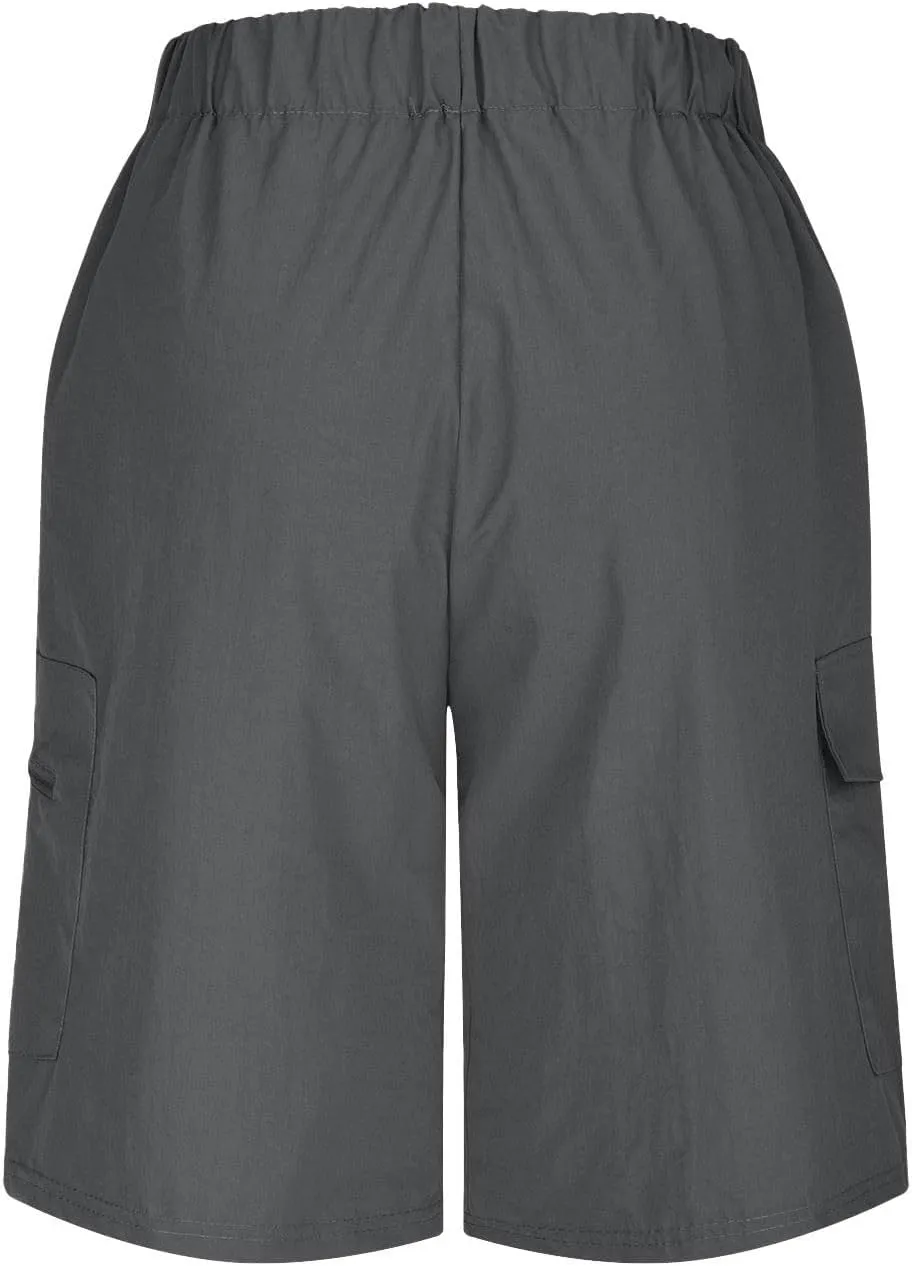 Mens Summer Sports Shorts Expandable Waisted Lightweight Quick Drying Casual Capri Pants Solid Combat Jogger Running Shorts