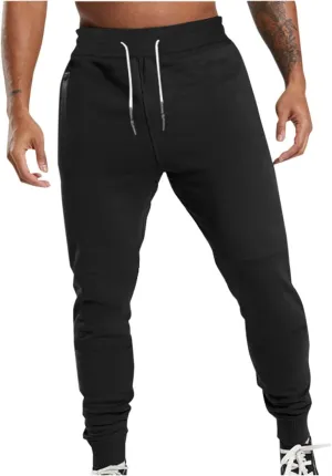 Mens Sweatpants Joggers Lightweight Elastic Waist Drawstring Athletic Gym Workout Hiking Trouser Casual Tapered Pants