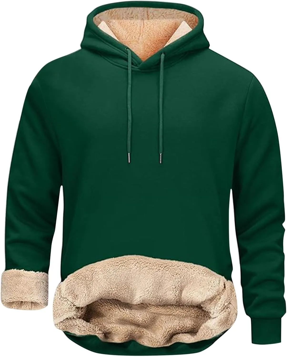 Mens Sweatsuit Sherpa Lined 2 Piece Hooded Sweatshirts Set Pullover Tops Fleece Sweatpants Winter Thermal Tracksuits