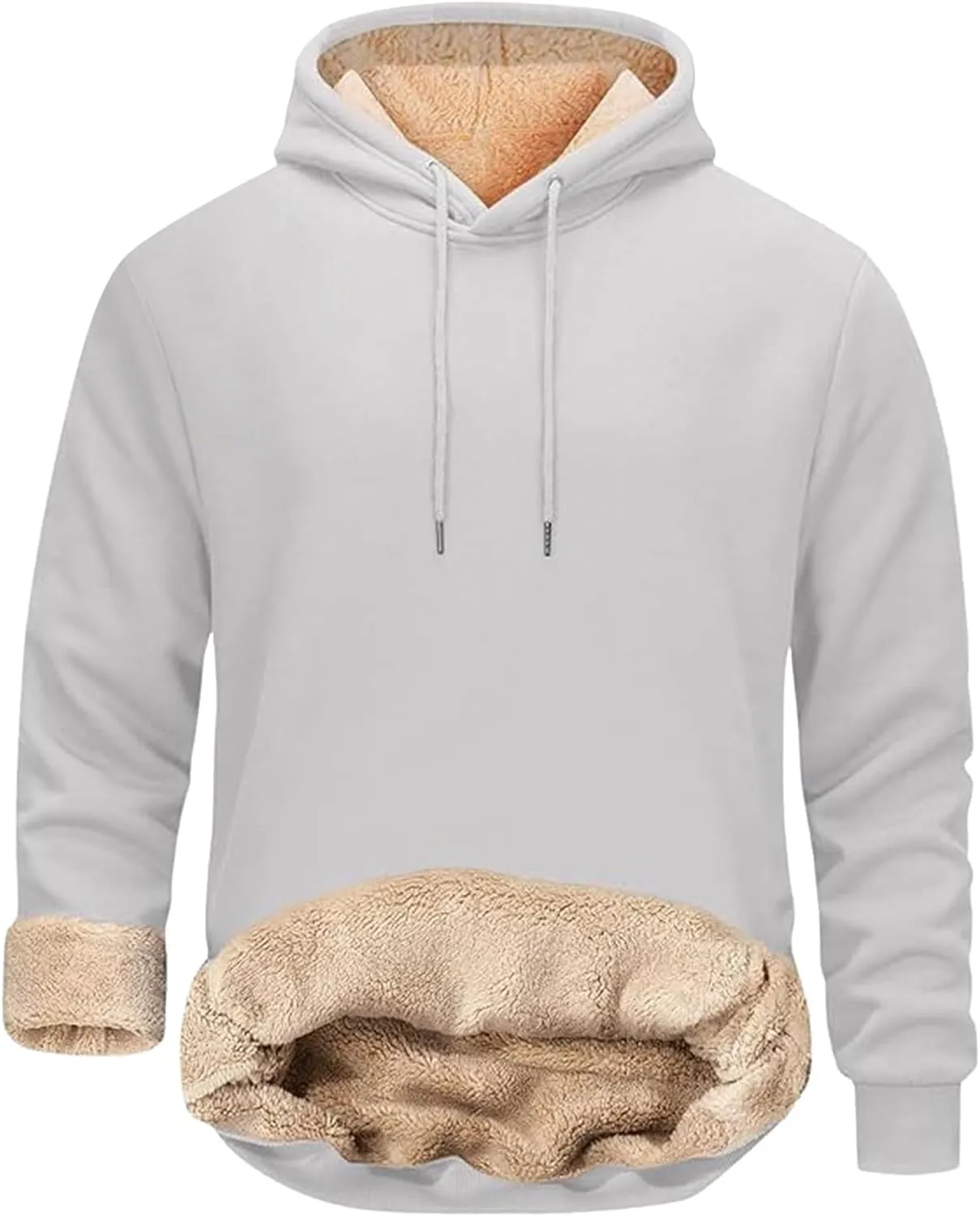 Mens Sweatsuit Sherpa Lined 2 Piece Hooded Sweatshirts Set Pullover Tops Fleece Sweatpants Winter Thermal Tracksuits